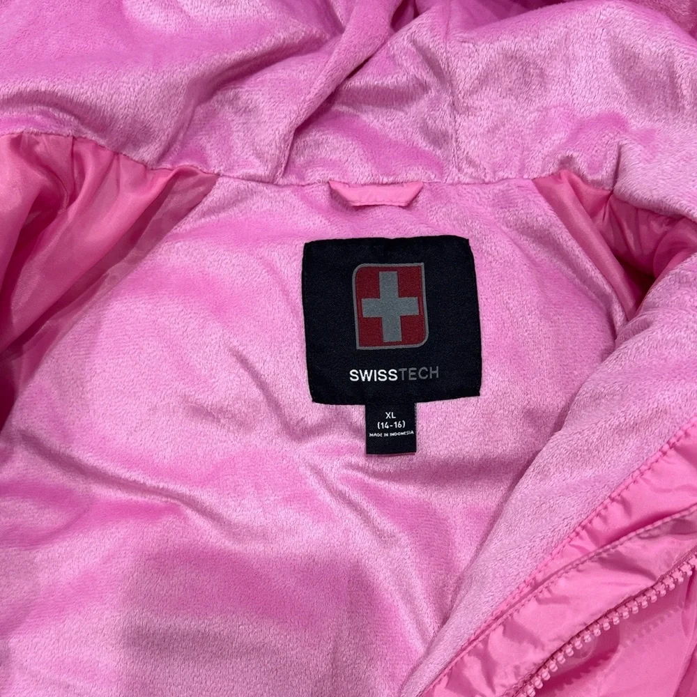 Swiss Tech Pink Hooded Puffer Jacket - Kids